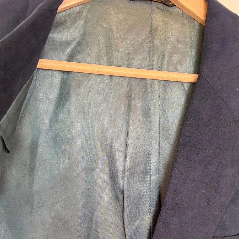 Vintage Neiman Marcus Microsuede Blazer Made in USA 1980s‎ Navy